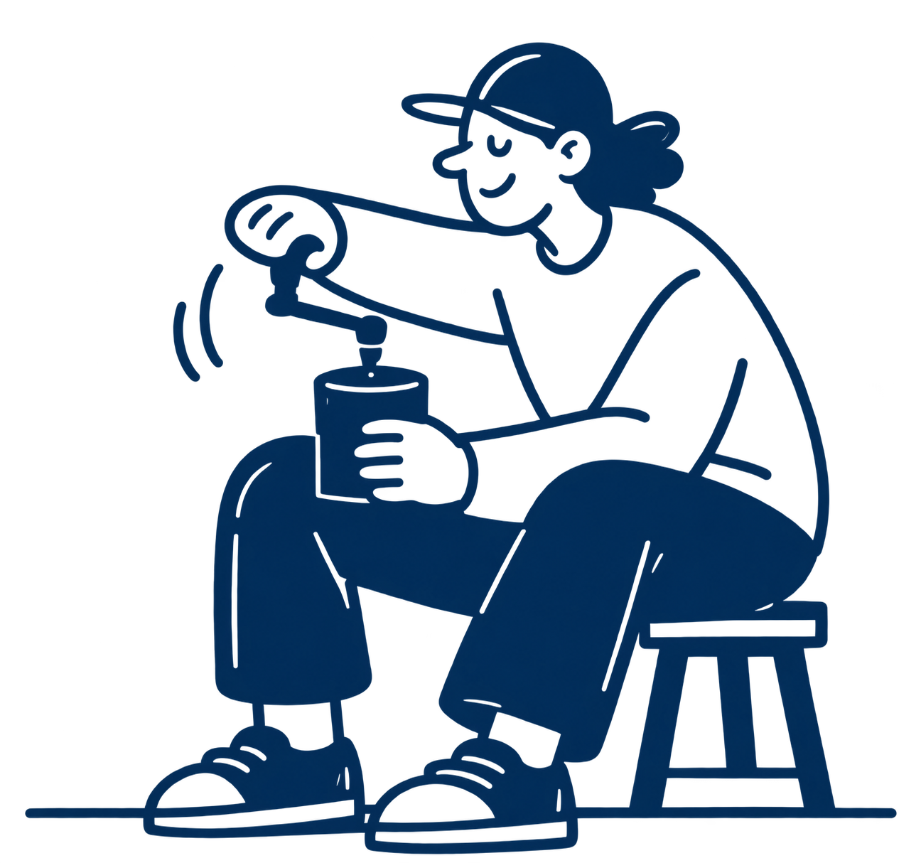 Illustration of a person making coffee