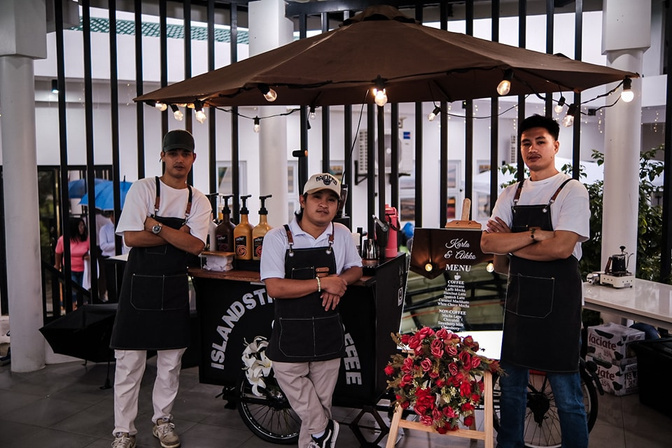 Island Street Coffee team with their event coffee bar setup